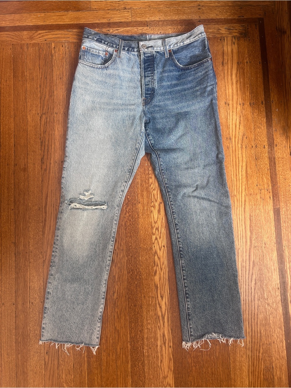 Levi's Two-Tone Light and Medium Blue Slim Straight Jeans